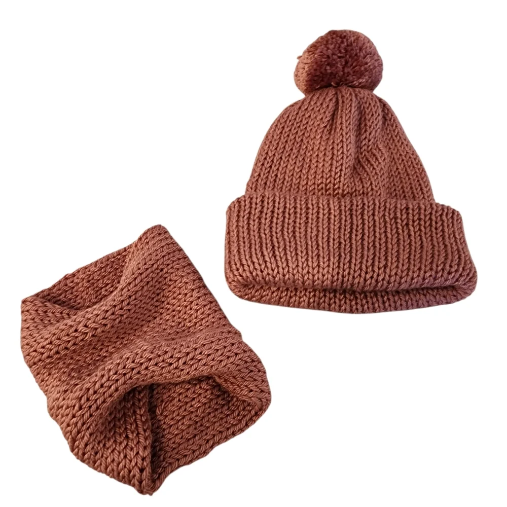 Knit Dog Scarf and Human Hat - Matching Set - Hand Knit Handmade - One Pom